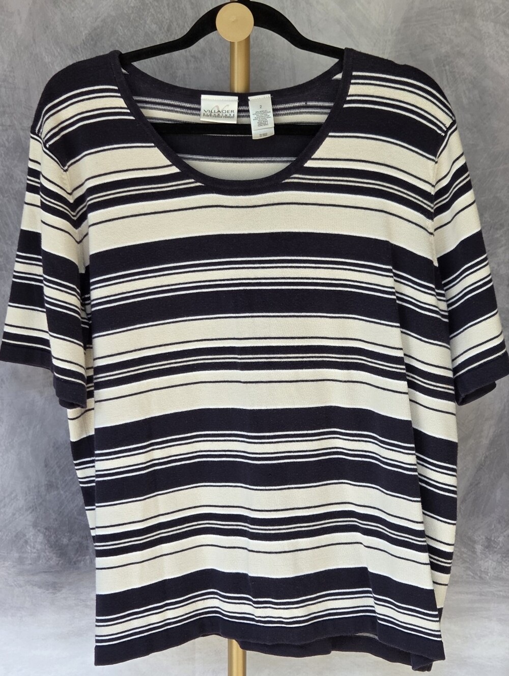 Vintage Villager Women's Striped Short Sleeve Knit Top - Size 2X (NWOT)